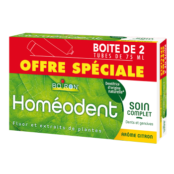 Dentifrice Homéodent soin complet dents et gencives goût citron Boiron - 2 tubes de 75 ml