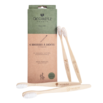 Brosse à dents écologique Argiletz - lot de 4 brosses à dents