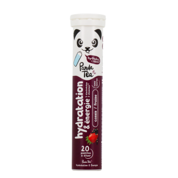 Pastilles hydratation et énergie goût cassis fraise Panda Tea - 20 pastilles effervescentes