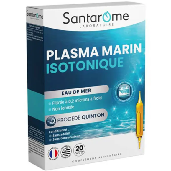 Plasma marin isotonique eau de mer Santarome - boite de 20 ampoules de 10ml
