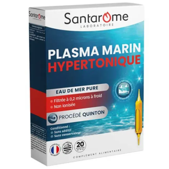 Plasma marin hypertonique Santarome - 20 ampoules de 10ml