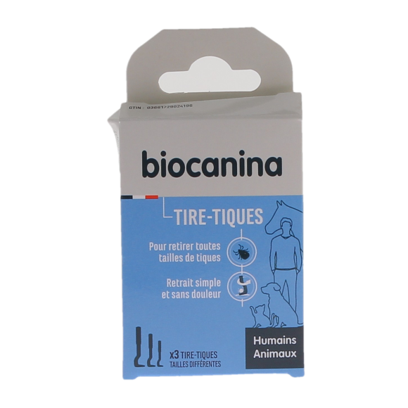 Tire-tiques humains et animaux 3 tailles différentes Biocanina - boite de 3 tire-tiques