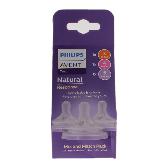 Avent natural response teat tétines mix & match Philips - pack de 3 tétines