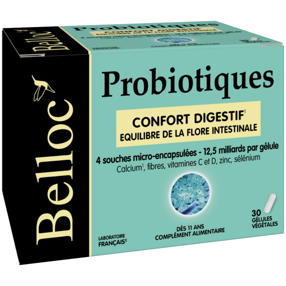 Probiotiques Confort digestif Belloc - boîte de 30 gélules végétales