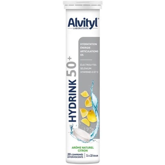 Hydrink 50+ arôme naturel citron Alvityl - tube de 20 comprimés effervescents