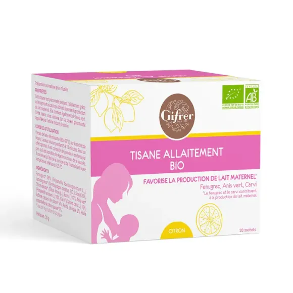 Tisane allaitement bio citron Gifrer - boîte de 20 sachets 