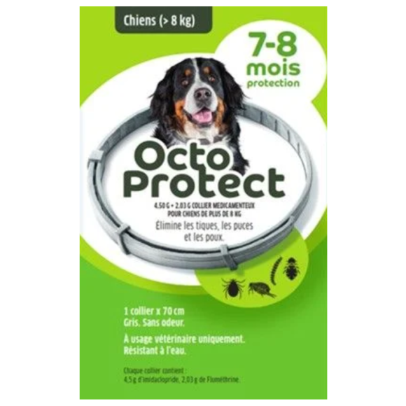 Octo Protect collier antiparasitaire grands chiens Elanco - un collier x 70cm