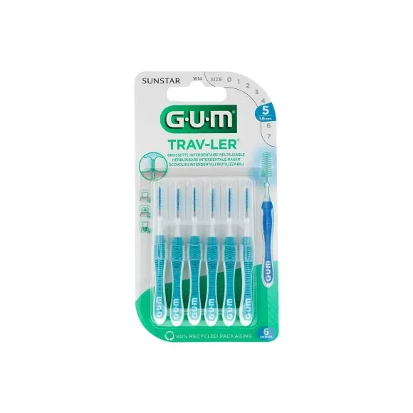 Brossette interdentaire antibactérienne Trav-ler 1.6mm Gum - 6 brossettes