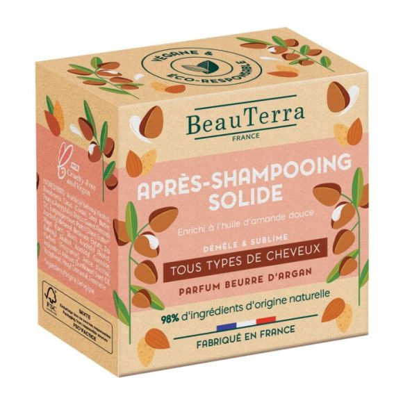 Après-shampooing solide tous types de cheveux Beauterra - shampoing de 50g