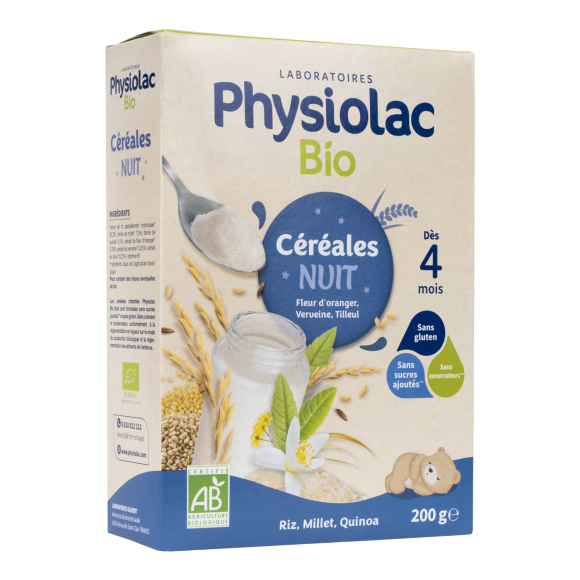 Céréales nuit bio dès 4 mois Physiolac - boîte de 200 g