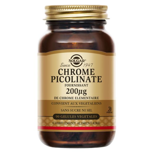 Chrome Picolinate 200 µg Solgar - boîte de 90 gélules végétales