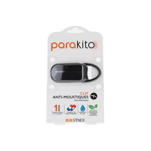Clip anti-moustiques rechargeable Parakito - 1 clip + 2 recharges