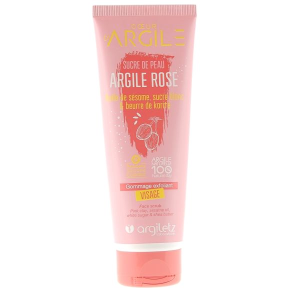 Coeur d'argile Sucre de peau Argile rose Argiletz - tube de 100 ml
