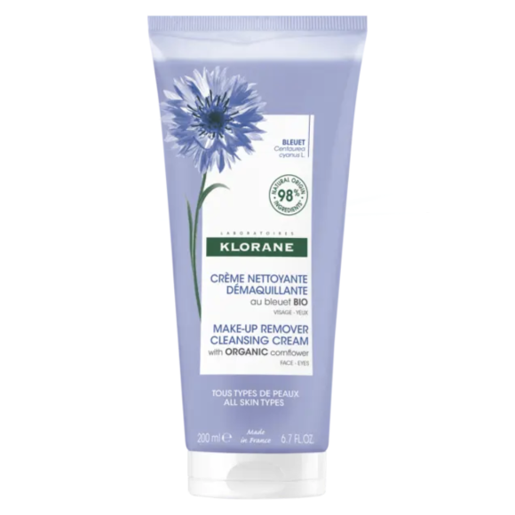 Crème nettoyante démaquillante au bleuet bio Klorane - tube de 200ml