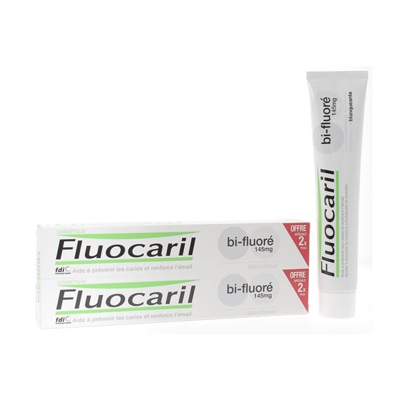 Dentifrice Blancheur Bi-Fluoré Fluocaril - lot de 2 tubes de 75 ml