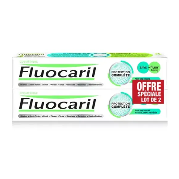 Dentifrice protection complète zinc+fluor Fluocaril - lot de 2 tubes de 75ml