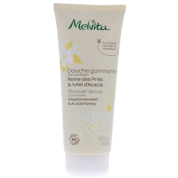 Douche gommante reine des prés & miel d'Acacia Melvita - Tube de 200 ml