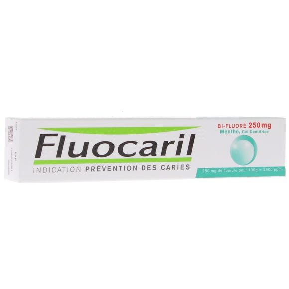 Gel dentifrice menthe bi-fluoré 250 mg Fluocaril - tube de 75 ml