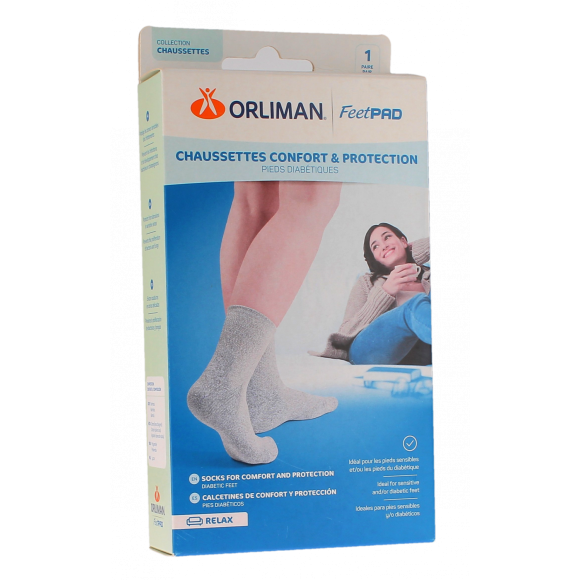 FeetPAD chaussettes confort et protection pieds diabétiques mixte Orliman - une paire