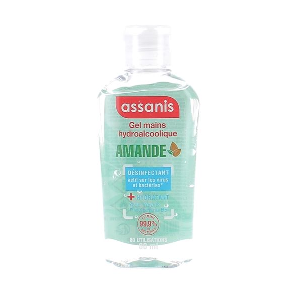 Gel mains hydroalcoolique pocket parfum Amande Assanis - flacon de 80 ml