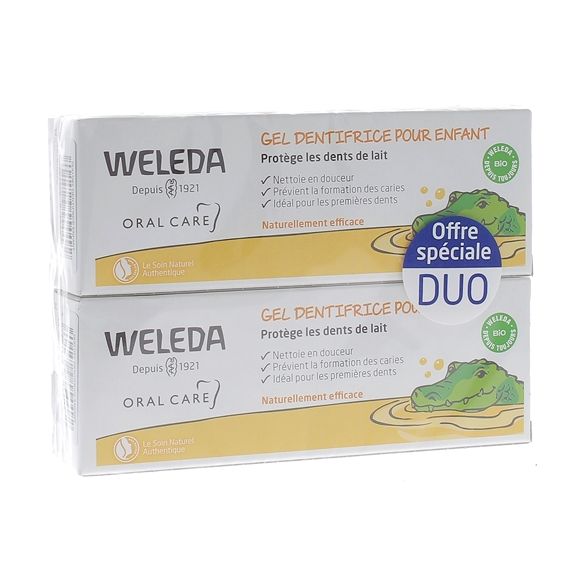 Gel dentifrice bio pour enfant Weleda - lot de 2 tubes de 50 ml