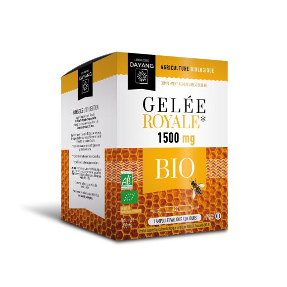 Gelée royale 1500 mg Bio Dayang - boîte de 20 ampoules