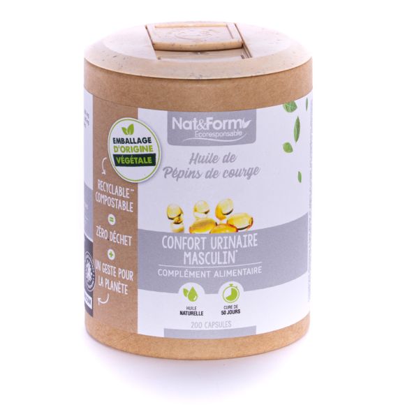 Huile de pépins de courge Ecoresponsable Nat&Form - Boite de 200 capsules