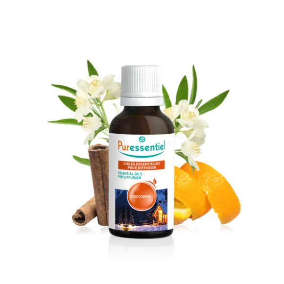 Huiles essentielles bio pour diffusion cocooning Puressentiel - flacon de 30 ml
