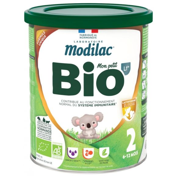 Lait en poudre bio 2ème âge 6 à 12 mois Modilac - pot de 800 g