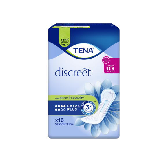 Serviettes hygiéniques Discreet extra plus Tena - 16 serviettes