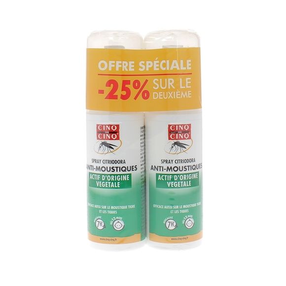 Spray Citriodora anti-moustiques Cinq sur Cinq - lot de 2 sprays de 100 ml