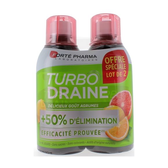 Turbo draine goût agrumes Forté Pharma - Lot de 2 flacons de 500 ml