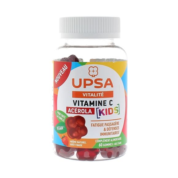 Vitamine C acérola kids goût fraise Upsa - pot de 60 gommes