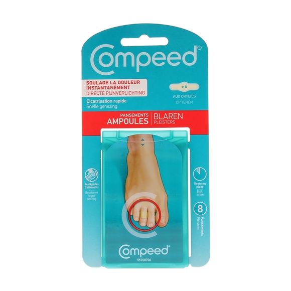 Pansements ampoules aux orteils Compeed - boîte de 8 pansements