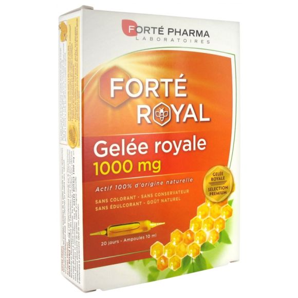Gelée royale 1000 mg Forté Pharma - boîte de 20 ampoules de 10 ml